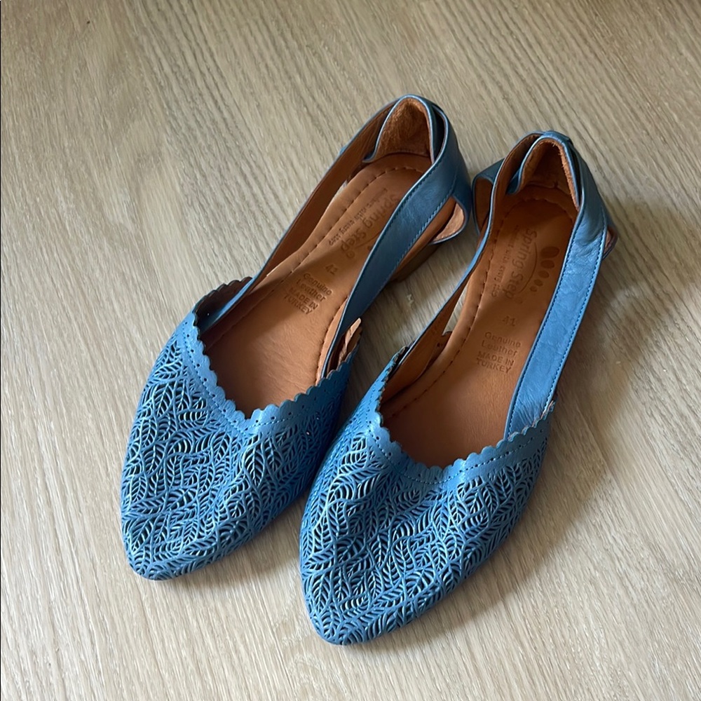 Spring Step Blue Flats Comfortable Slip-On Loafers
